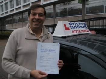 Franco has been fantastic! He explains concepts very clearly and has a great attitude. He quickly picked up the areas I had to focus on, which allowed me to make good progress in a short time frame. Thanks to Franco I passed the exam first time! I highly recommend him to anyone serious about passing the driving test successfully....